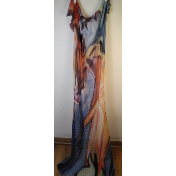 Hang N Hold  Rectangle Scarf Shawl Wrap Modal Wool Frayed Borders - Picture 9 of 10